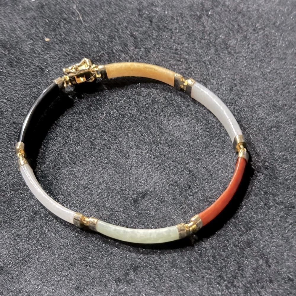 Gold Over Sterling Silver Genuine Stone Bar Link Bracelet